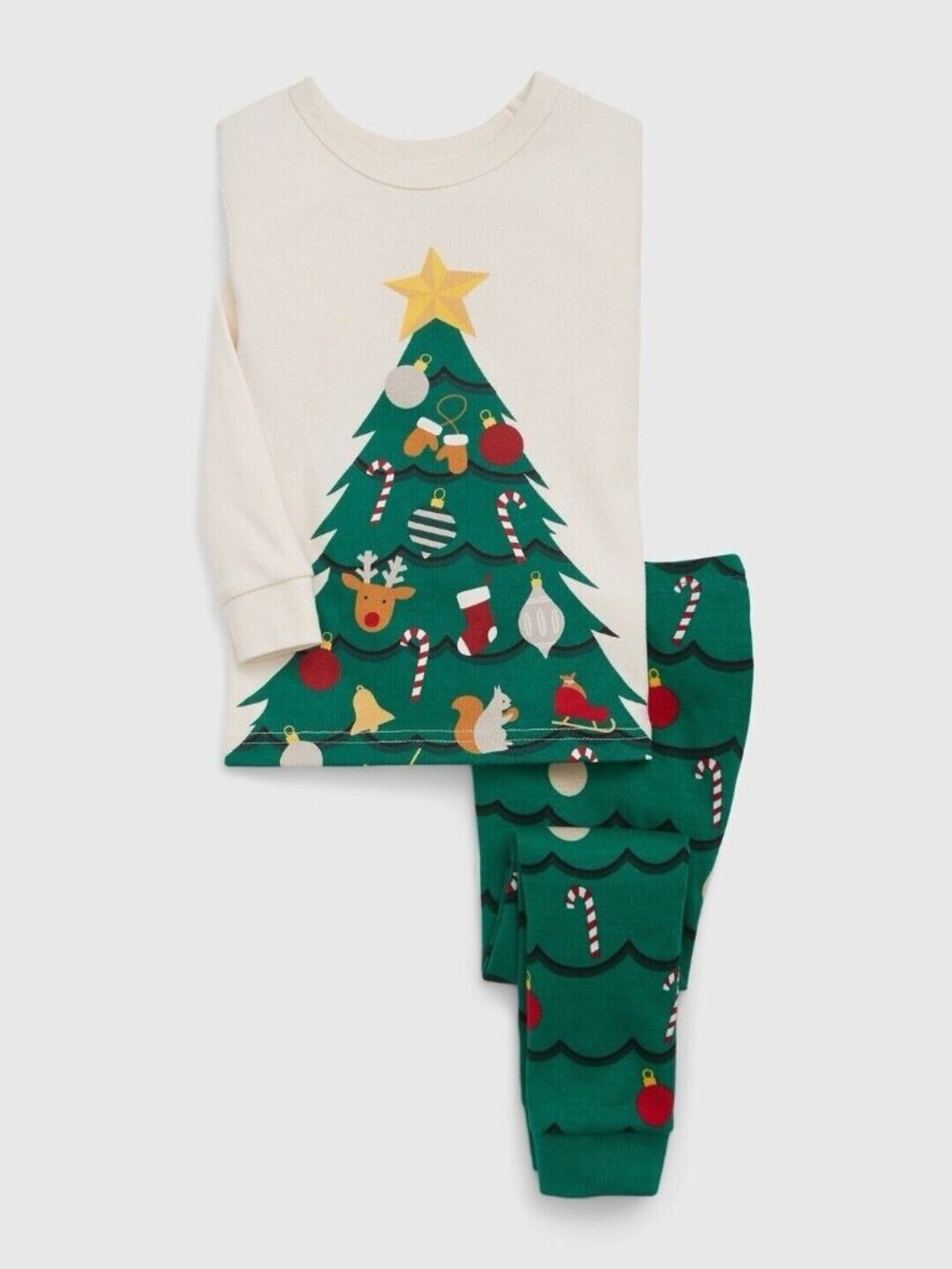 Baby Gap 2 Piece Pajama Set Christmas Tree Organic Cotton Holiday Pjs Sleep 4